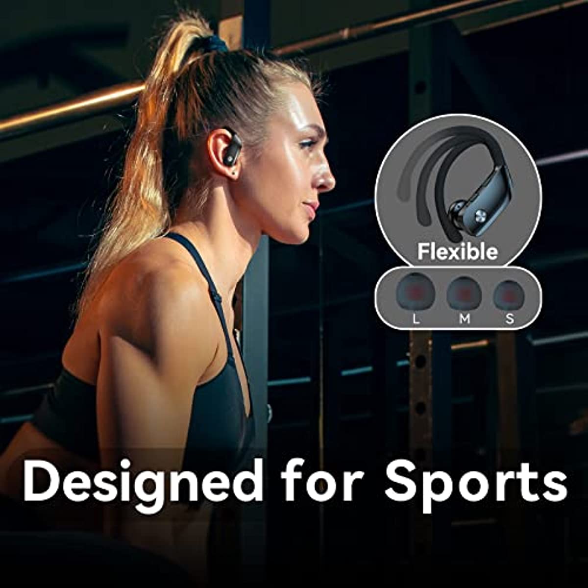 Ear Buds Wireless Earbuds Bluetooth Headphones with 80H Playtime LED Display Case, Over-Ear Hook with Mic, Stereo Sound