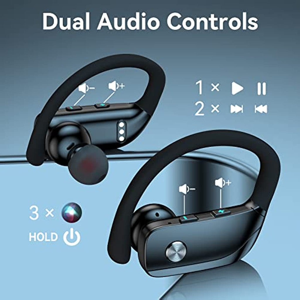 Ear Buds Wireless Earbuds Bluetooth Headphones with 80H Playtime LED Display Case, Over-Ear Hook with Mic, Stereo Sound