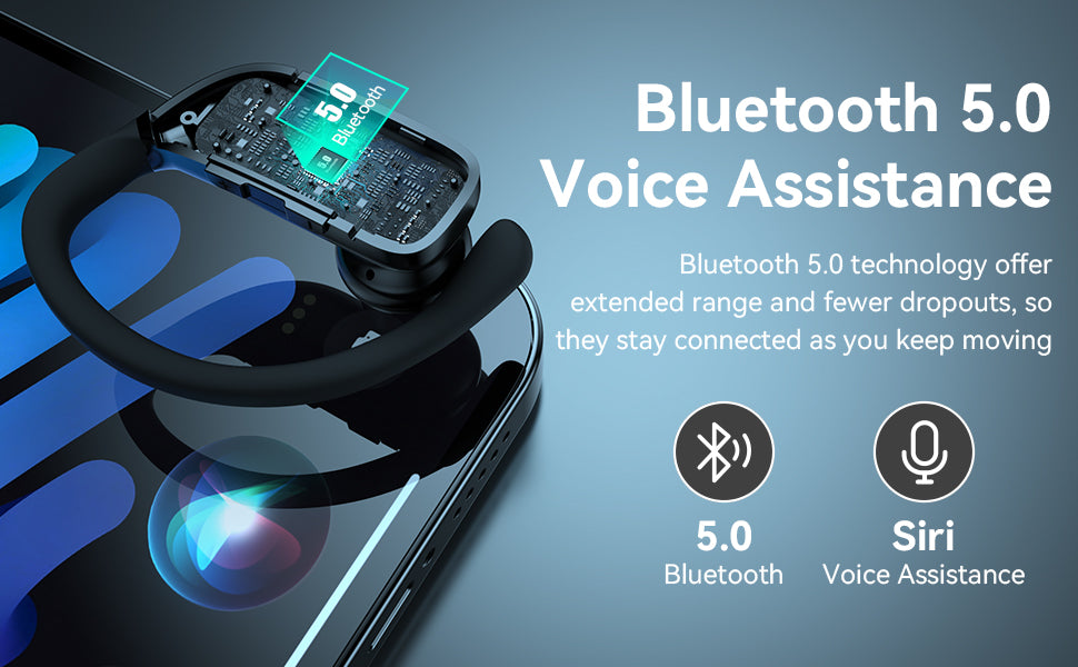 Ear Buds Wireless Earbuds Bluetooth Headphones with 80H Playtime LED Display Case, Over-Ear Hook with Mic, Stereo Sound